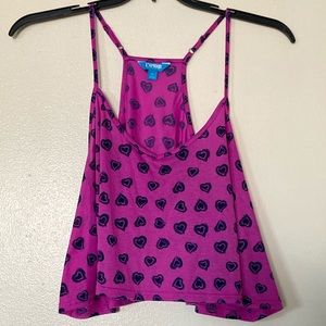 *BRAND NEW* L Amour Purple With Black Hearts Cropped Tank Top